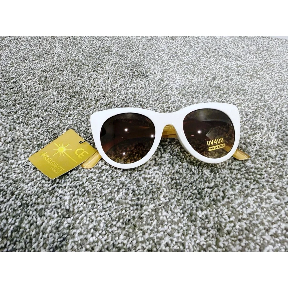 Celebrity Eyewear Cat Eye Sunglasses in White/Leopard